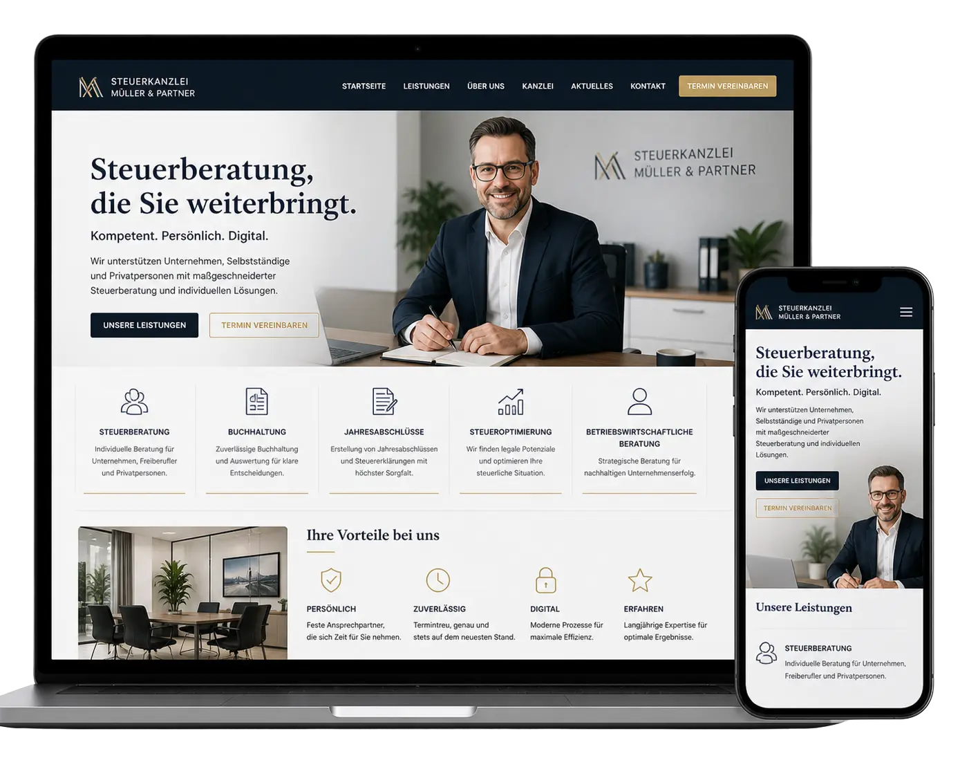 Website-Mockup für eine Steuerkanzlei